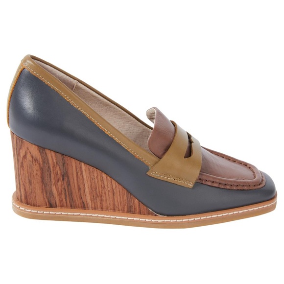 Sanctuary Cadence Wedge Penny Loafer Magnet/Caramel/Butternut Size 8.5‎ Leather - Picture 2 of 6